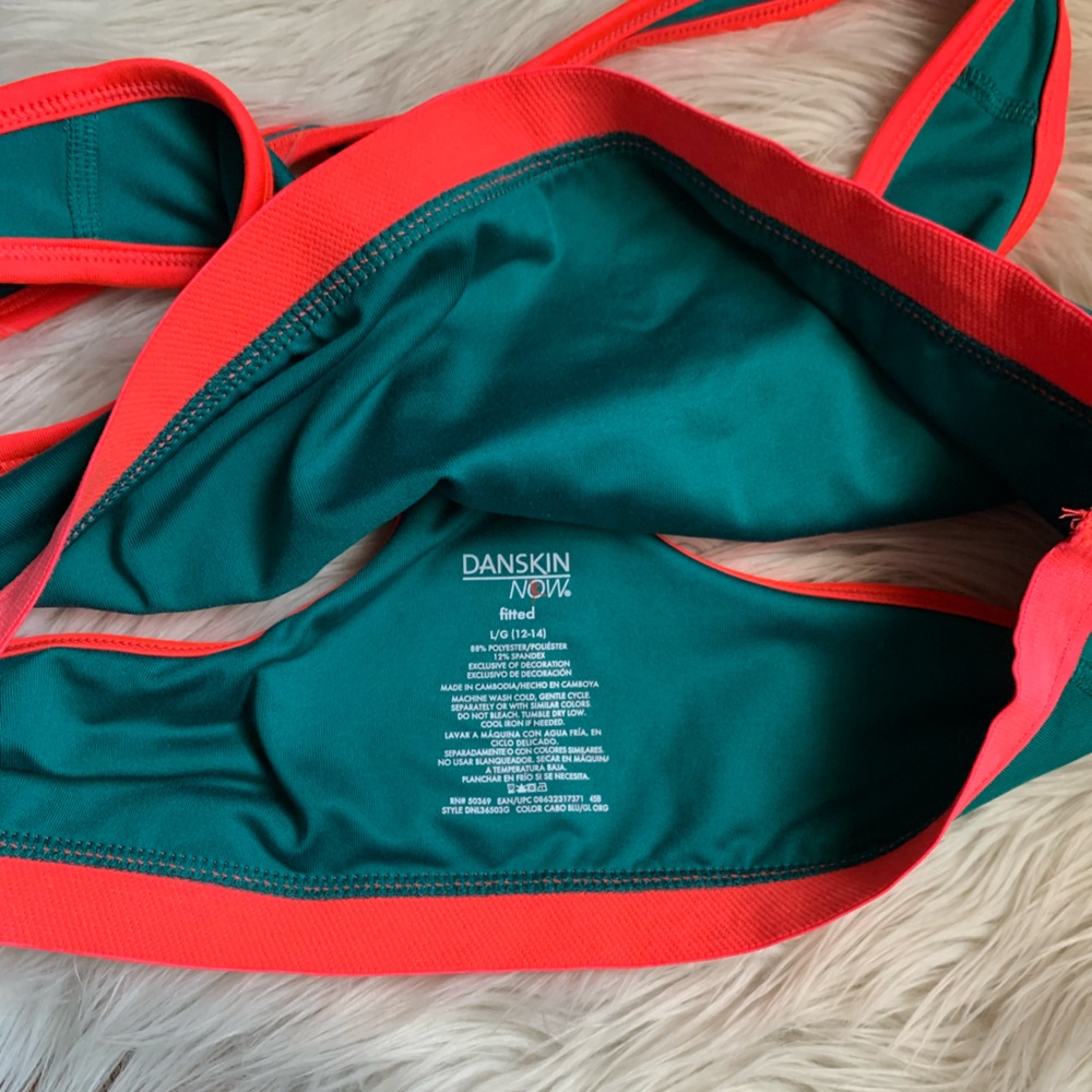 Danskin Teal and Coral Breathe Sports Bra - Picture 7 of 7